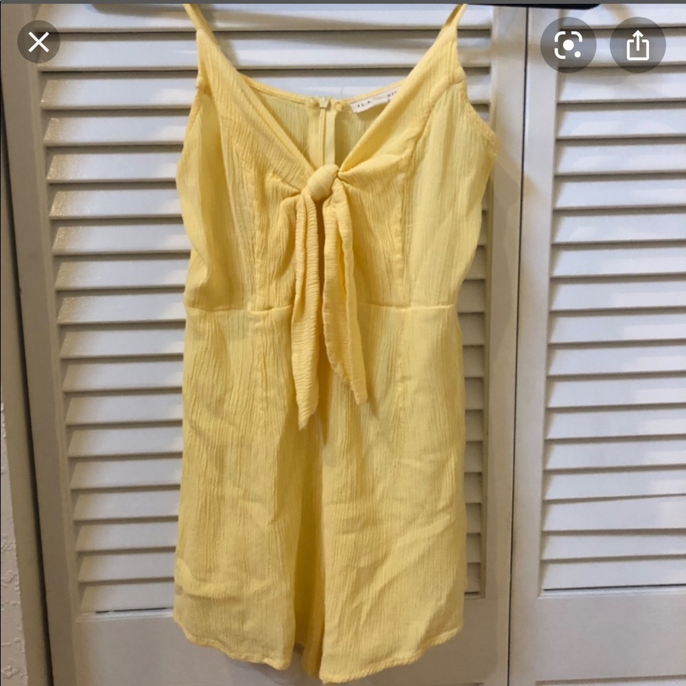 LA hearts yellow romper with bow NWOT